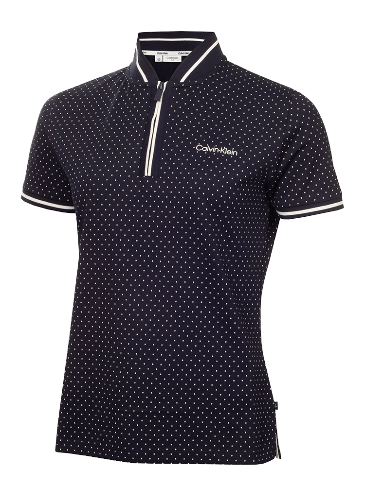 Calvin Klein Womens Camilla Printed Short Sleeve Polo - Navy