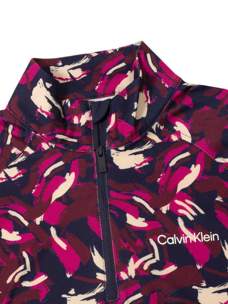 Calvin Klein Womens Dakota Quarter Zip Top - Brushstroke Print