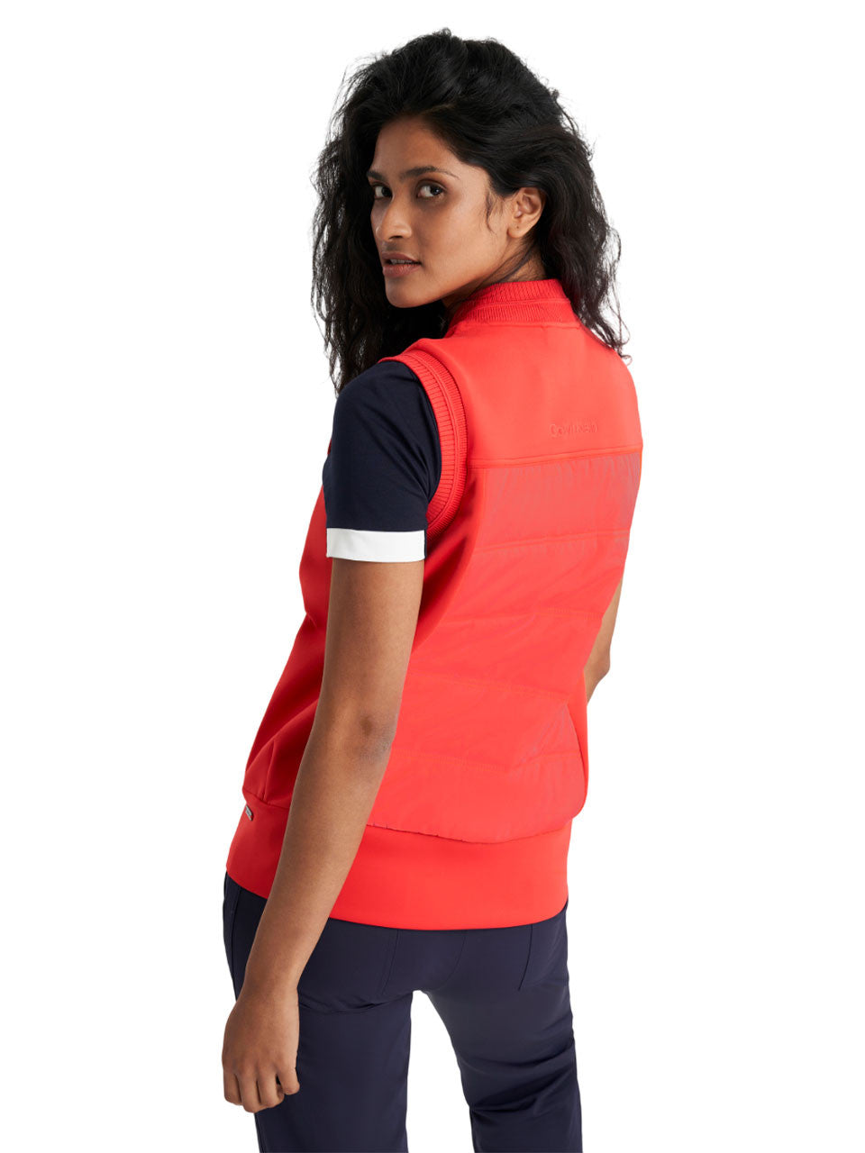 Calvin Klein Womens Hadleigh Hybrid Full Zip Gilet - Coral Red