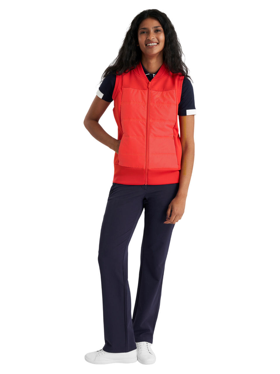 Calvin Klein Womens Hadleigh Hybrid Full Zip Gilet - Coral Red