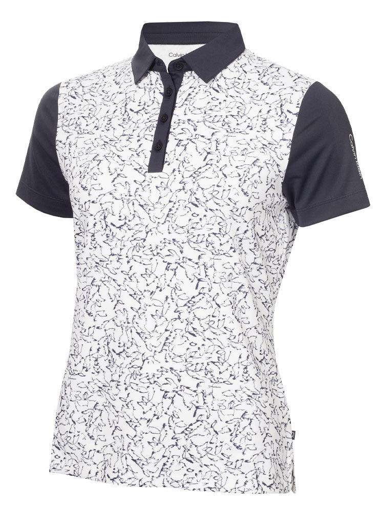 Calvin Klein Womens Harmony Printed Polo Shirt - White