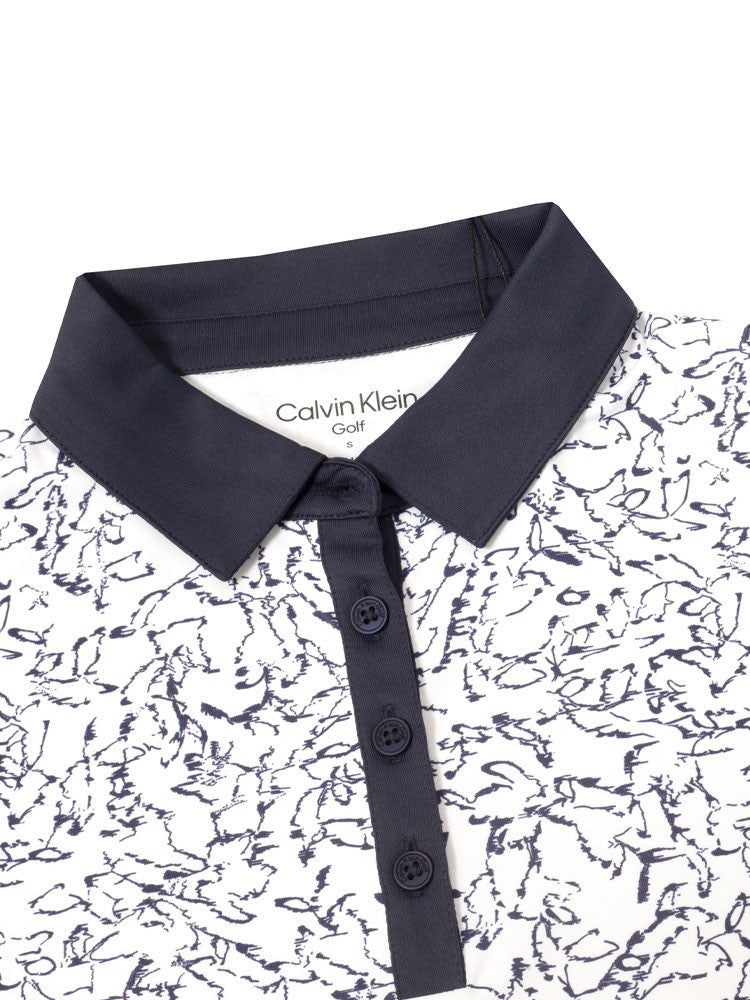Calvin Klein Womens Harmony Printed Polo Shirt - White