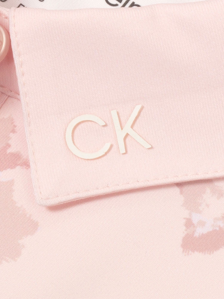 Calvin Klein Womens Harmony Printed Sleeveless Polo Shirt - Shell Pink