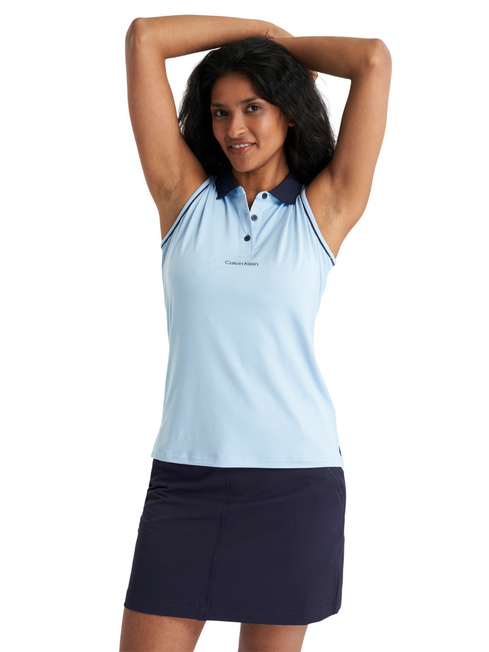 Calvin Klein Womens Manelle Sleeveless Polo - Blue Bell