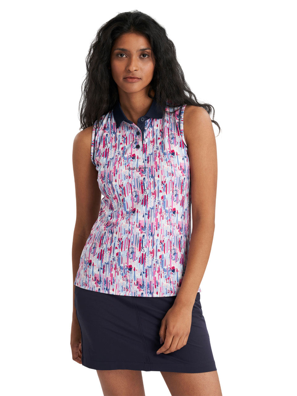 Calvin Klein Womens Manelle Sleeveless Polo - Glitch Print