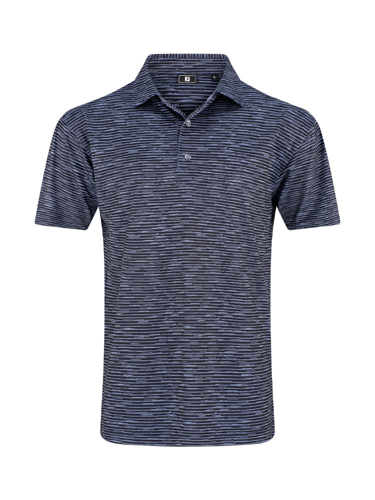 FootJoy Broken Stripe Pique Polo Shirt - Black/Periwinkle