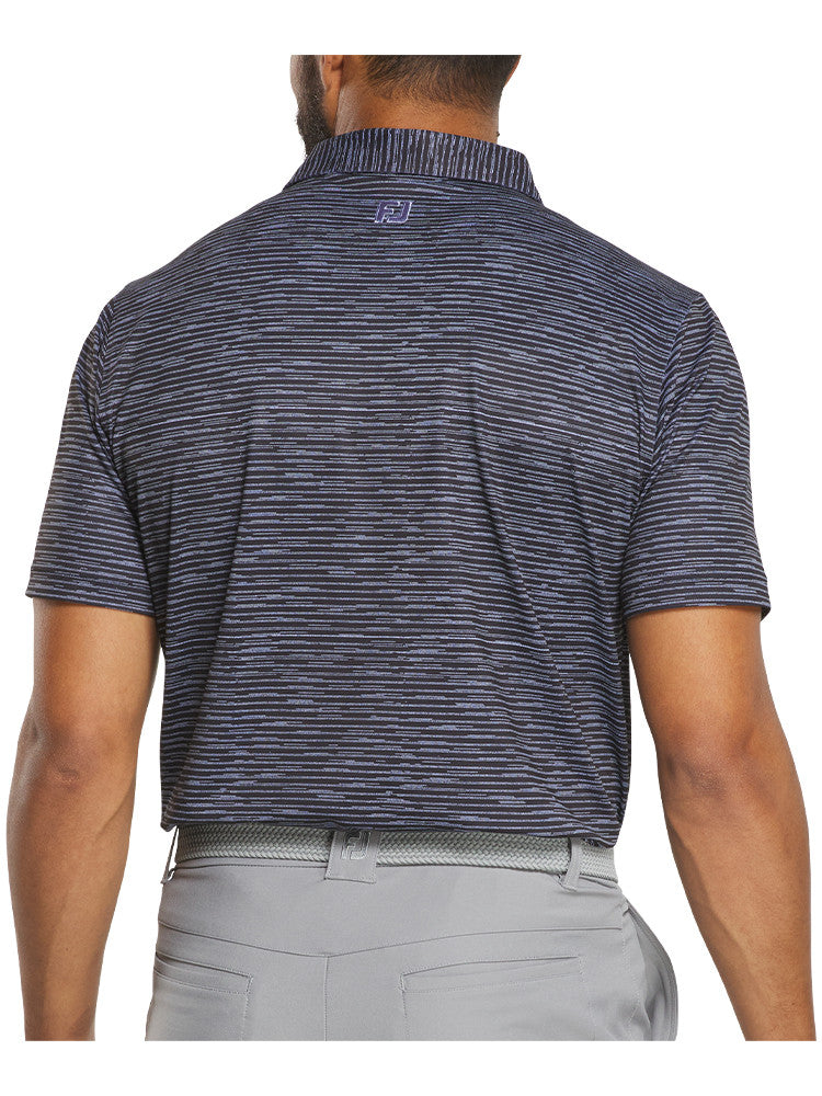 FootJoy Broken Stripe Pique Polo Shirt - Black/Periwinkle
