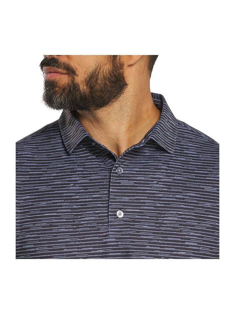 FootJoy Broken Stripe Pique Polo Shirt - Black/Periwinkle