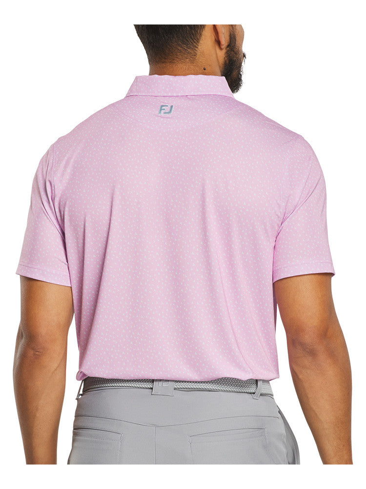 FootJoy Bird Print Lisle Polo Shirt (Athletic Fit) - Orchid/Ice Water