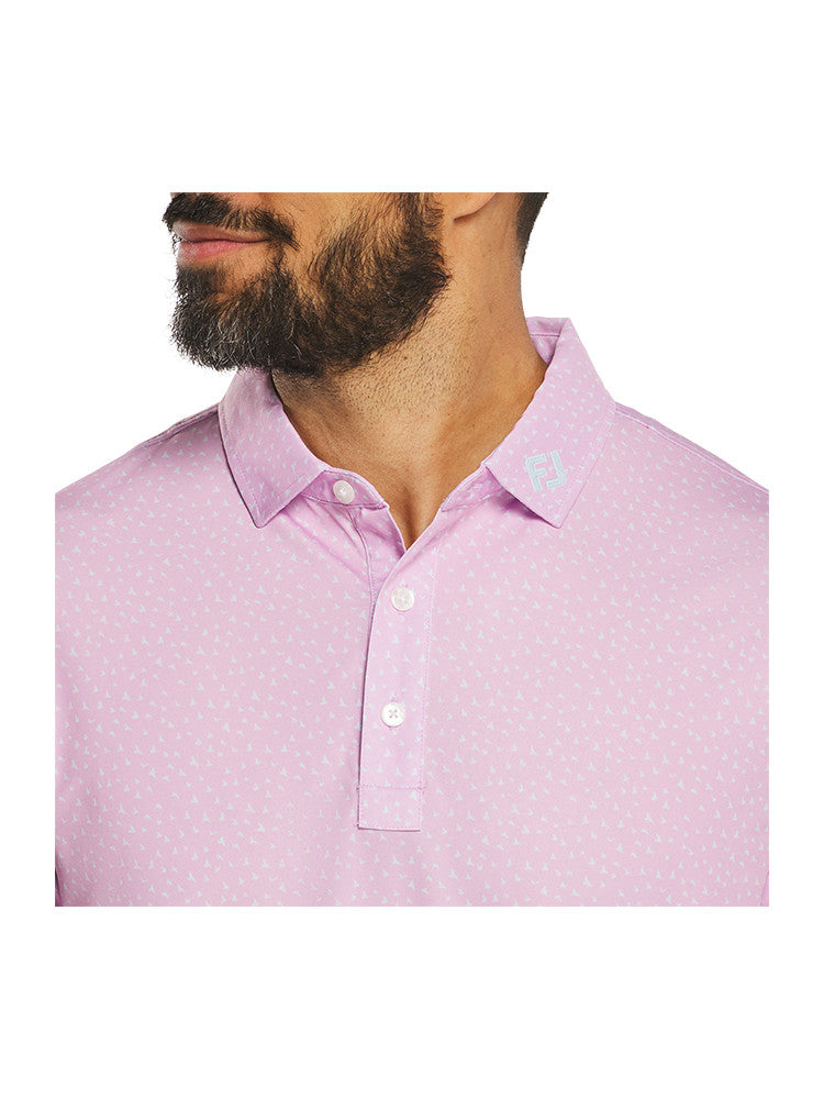 FootJoy Bird Print Lisle Polo Shirt (Athletic Fit) - Orchid/Ice Water