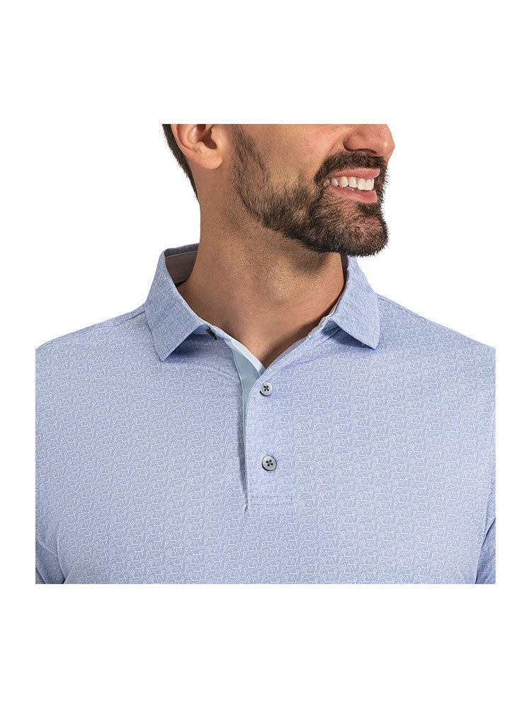 FootJoy Tee Time Lisle Polo Shirt (Athletic Fit) - Periwinkle/Ice Water