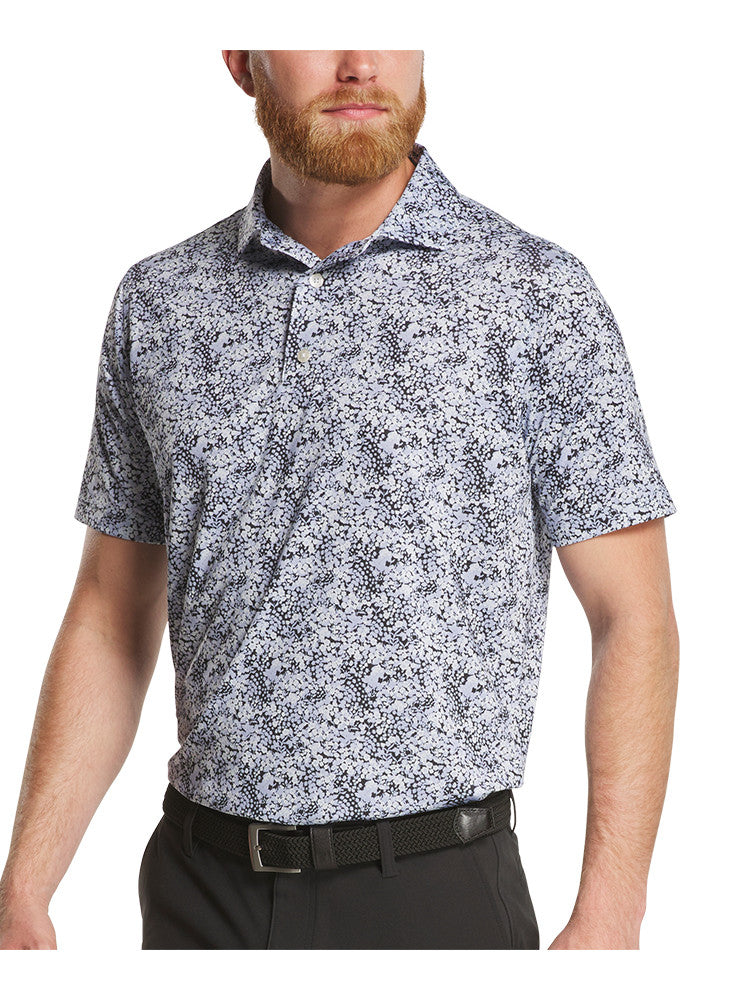 FootJoy Garden Print Lisle Polo Shirt (Athletic Fit) - Periwinkle