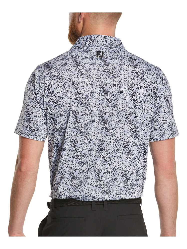 FootJoy Garden Print Lisle Polo Shirt (Athletic Fit) - Periwinkle