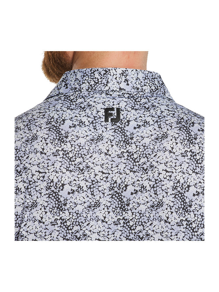 FootJoy Garden Print Lisle Polo Shirt (Athletic Fit) - Periwinkle