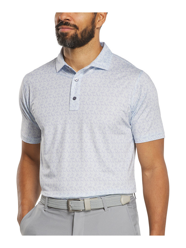 FootJoy Vintage Floral Lisle Polo Shirt (Athletic Fit) - Ice Water/Periwinkle