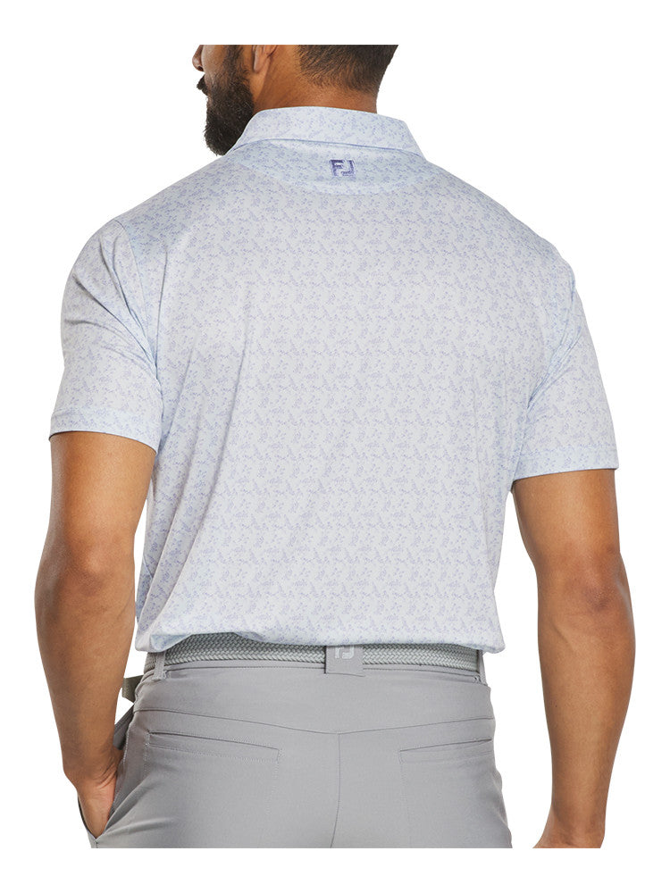 FootJoy Vintage Floral Lisle Polo Shirt (Athletic Fit) - Ice Water/Periwinkle