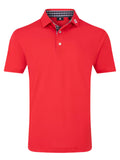 FootJoy  Stretch Pique Solid w/Gingham Trim Polo Shirt (Athletic Fit) - Hibiscus