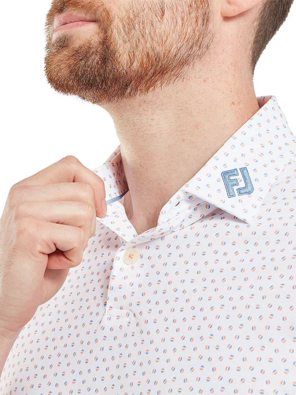 FootJoy Bounce Print Pique Polo Shirt (Athletic Fit) - White