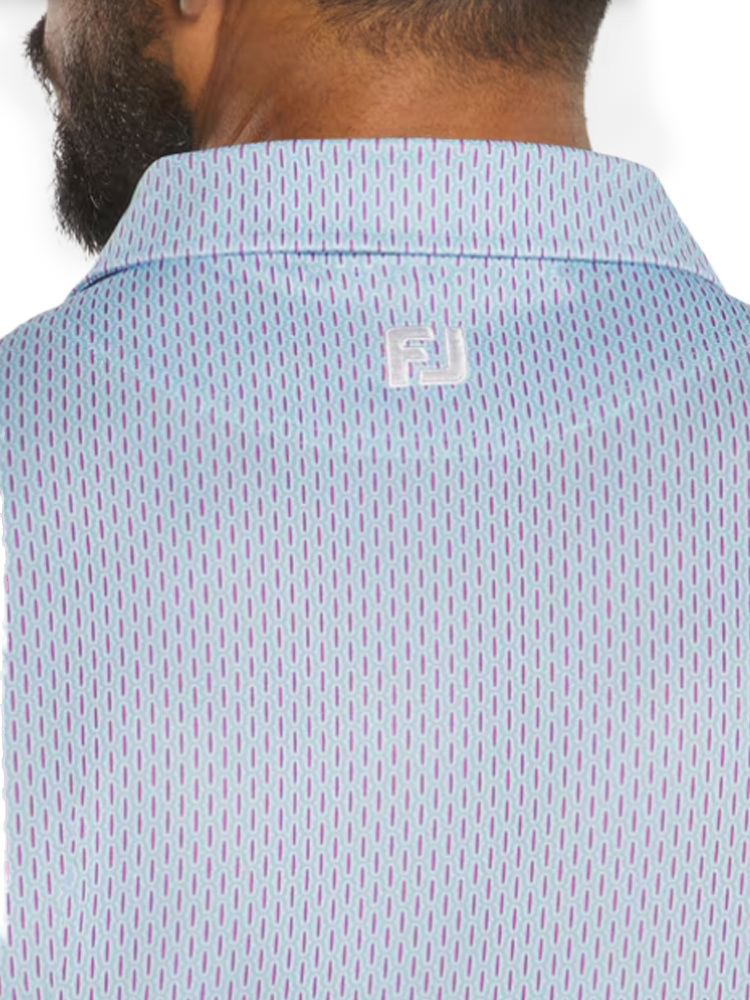FootJoy Bracket Print Lisle Polo Shirt (Athletic Fit) - Air Blue