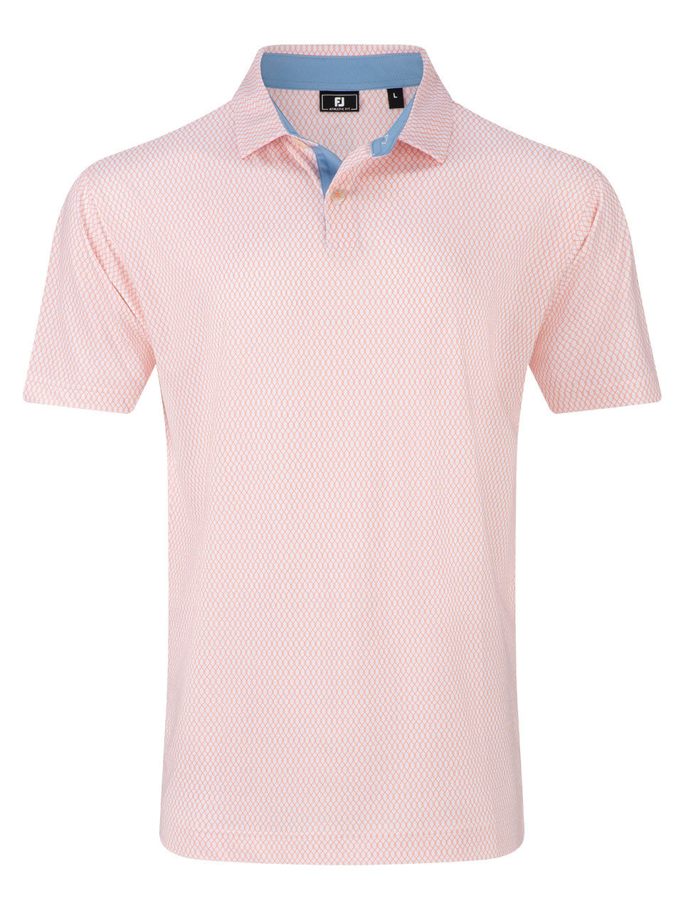 FootJoy Irongate Print Lisle Polo Shirt (Athletic Fit) - White/Orange