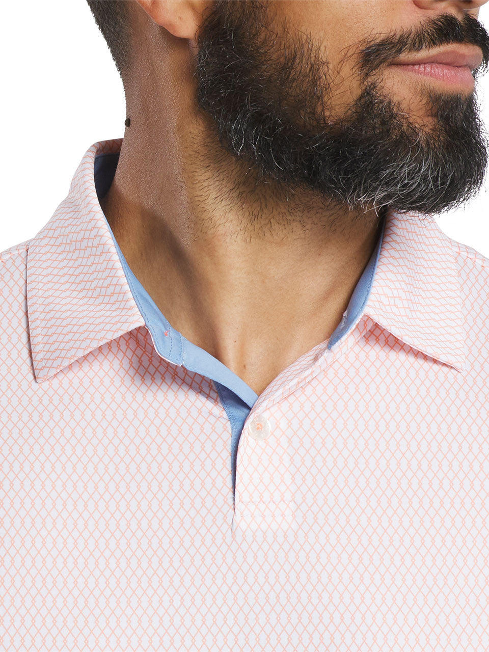 FootJoy Irongate Print Lisle Polo Shirt (Athletic Fit) - White/Orange
