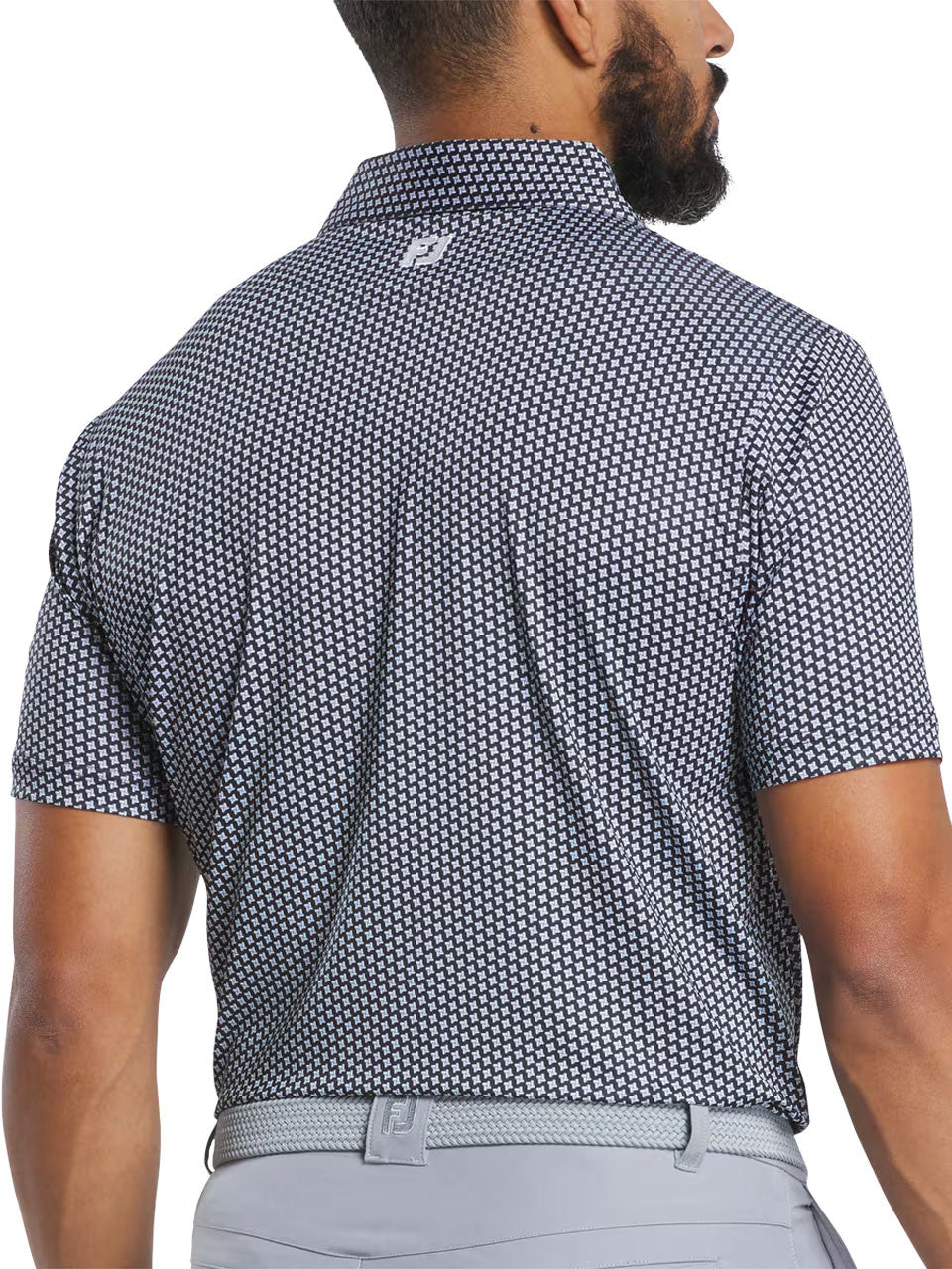 FootJoy Lisle Houndstooth Geo Print Polo (Athletic Fit) - Blk/White/Flint