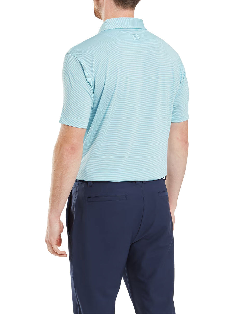FootJoy Lisle Micro Feeder Stripe Polo Shirt (Athletic Fit) - Light Blue