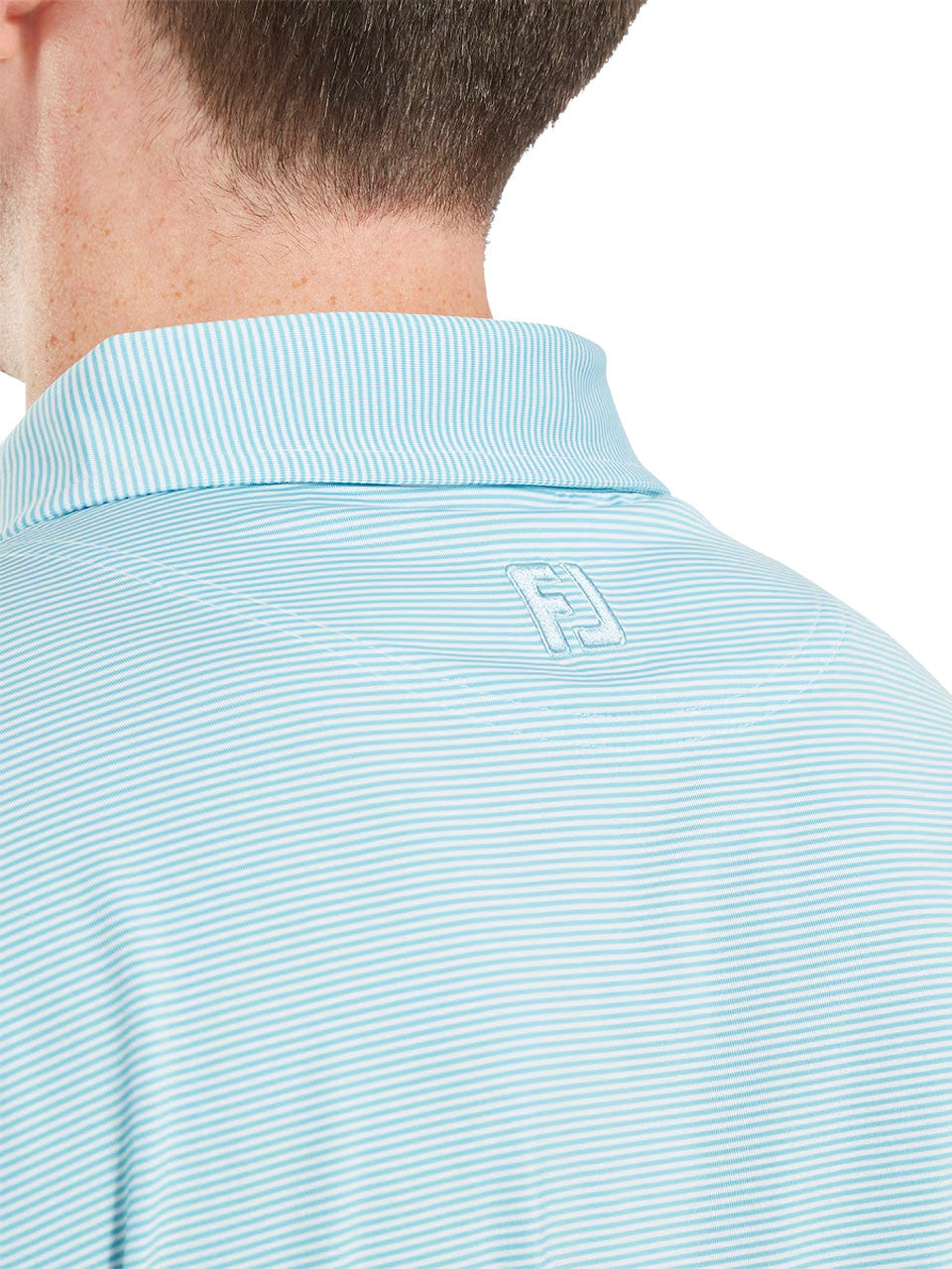 FootJoy Lisle Micro Feeder Stripe Polo Shirt (Athletic Fit) - Light Blue