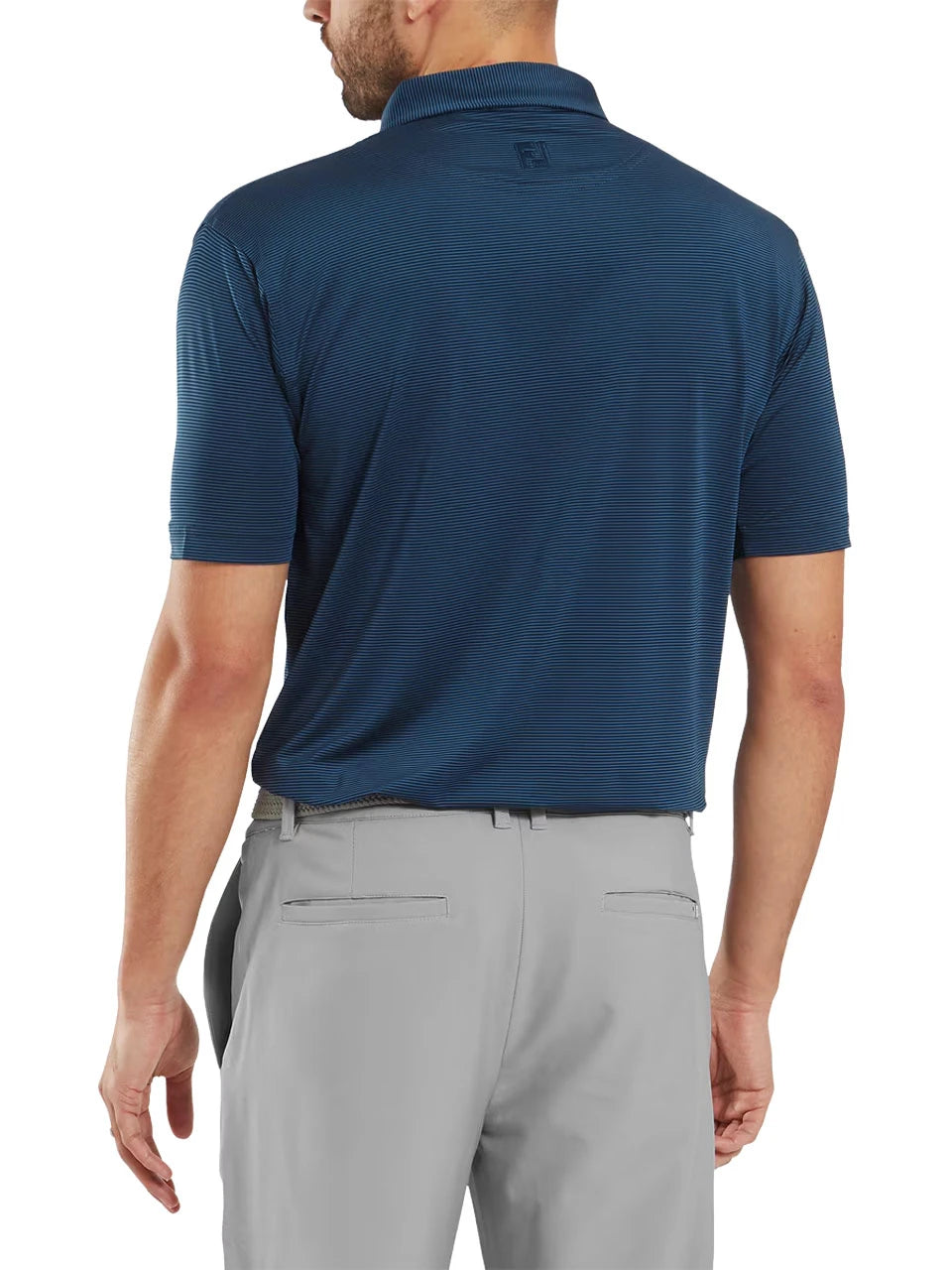 FootJoy Lisle Micro Feeder Stripe Polo Shirt (Athletic Fit) - Navy
