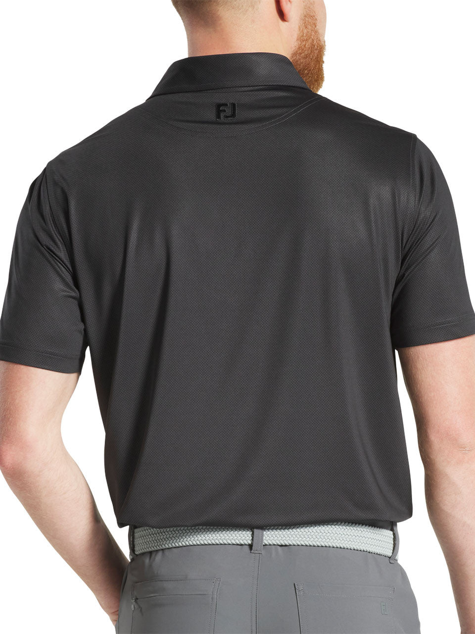 FootJoy Lisle Tonal Dot Print Polo Shirt - Black