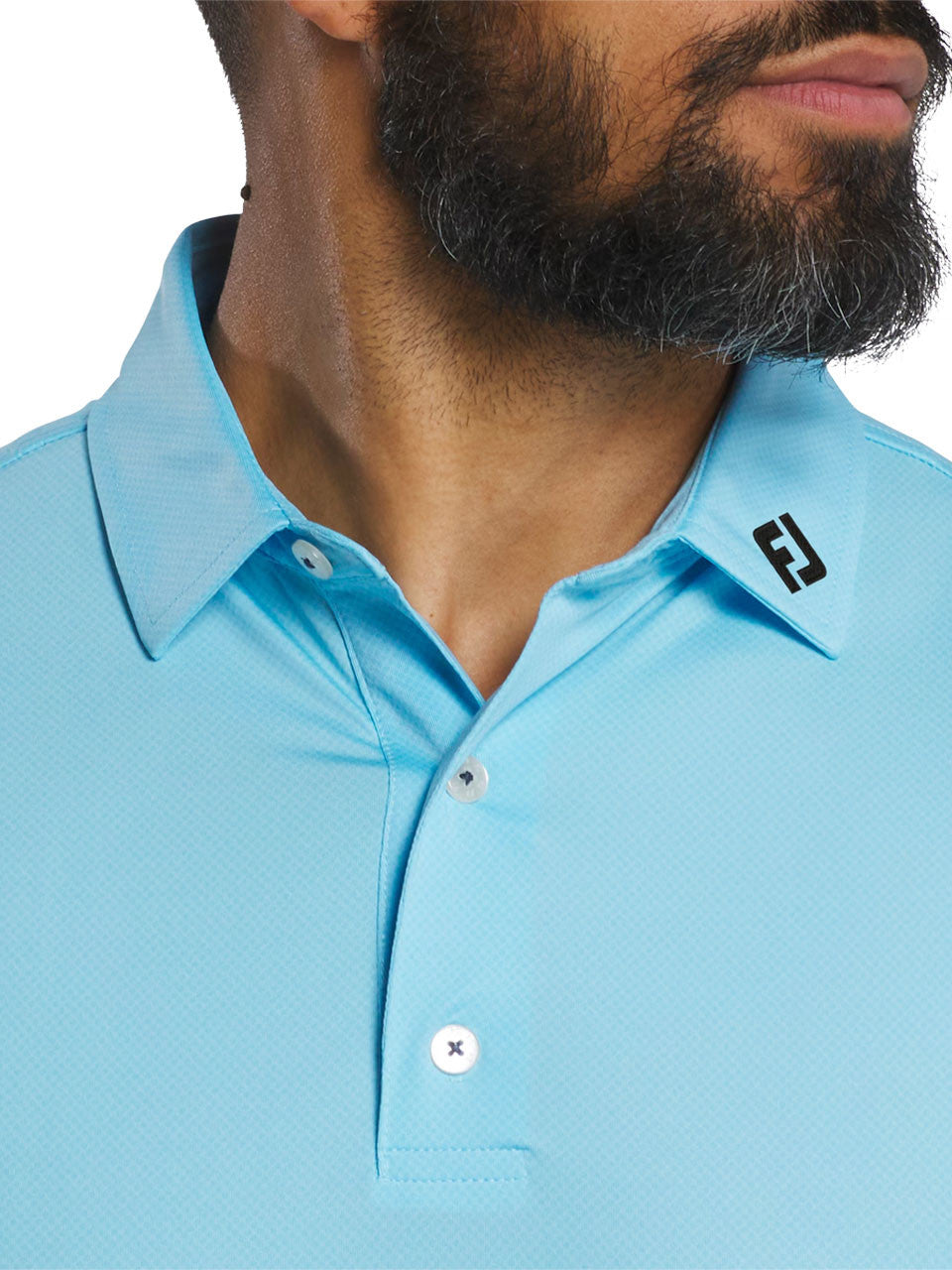 FootJoy Lisle Tonal Dot Print Polo Shirt - Light Blue