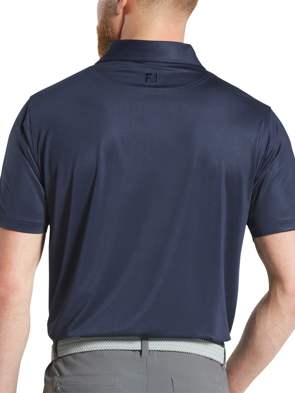 FootJoy Lisle Tonal Dot Print Polo Shirt - Navy