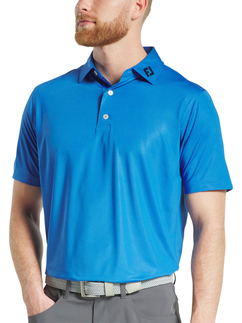 FootJoy Lisle Tonal Dot Print Polo Shirt - Royal