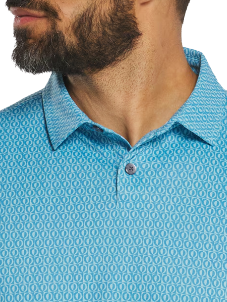 FootJoy Modernist Geo Pique Polo Shirt (Athletic Fit) - Air Blue/High Tide