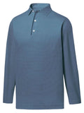 FootJoy Performance Long Sleeve Stripe Collared Polo Shirt - Navy
