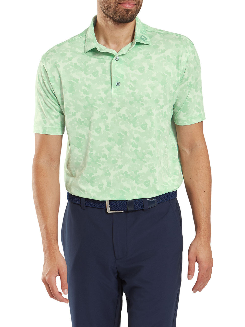 FootJoy Pop Camo Lisle Polo Shirt (Athletic Fit) - Pistachio