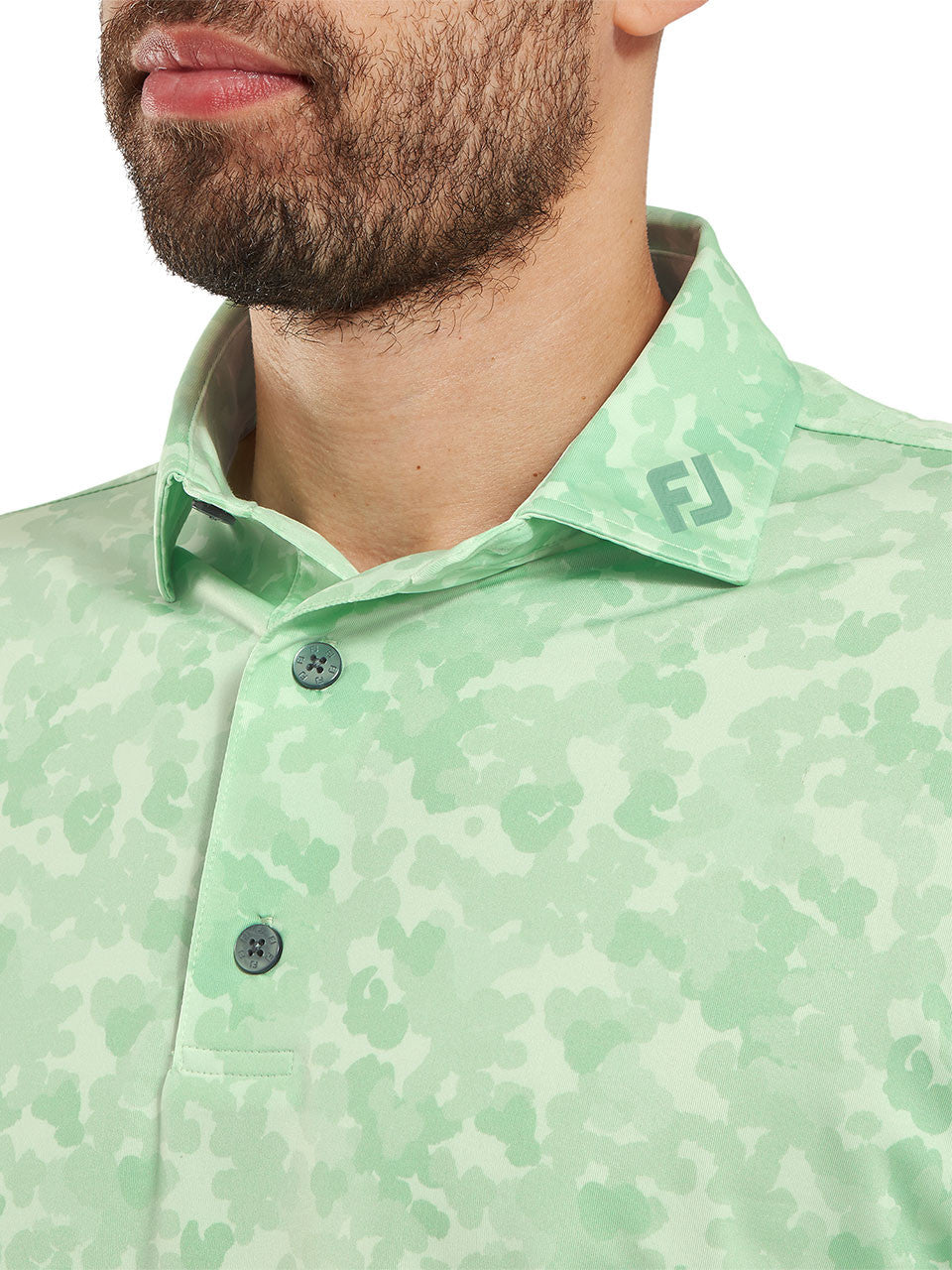 FootJoy Pop Camo Lisle Polo Shirt (Athletic Fit) - Pistachio
