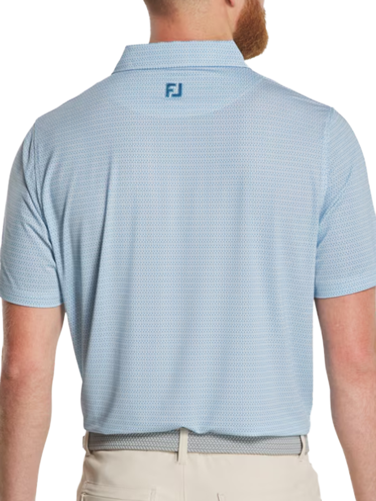 FootJoy Tee Geo Print Lisle Polo Shirt (Athletic Fit) - High Tide
