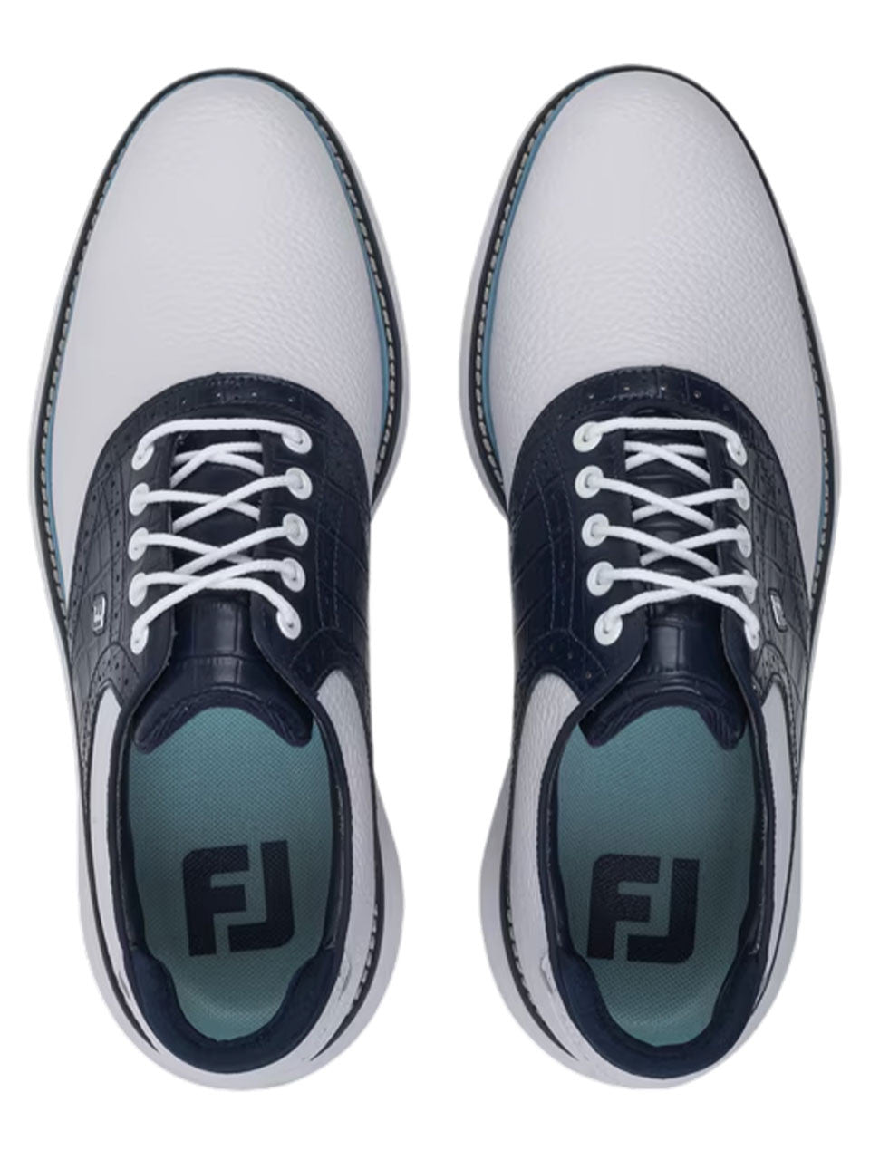 FootJoy Traditions Spikeless Golf Shoes - White/Navy