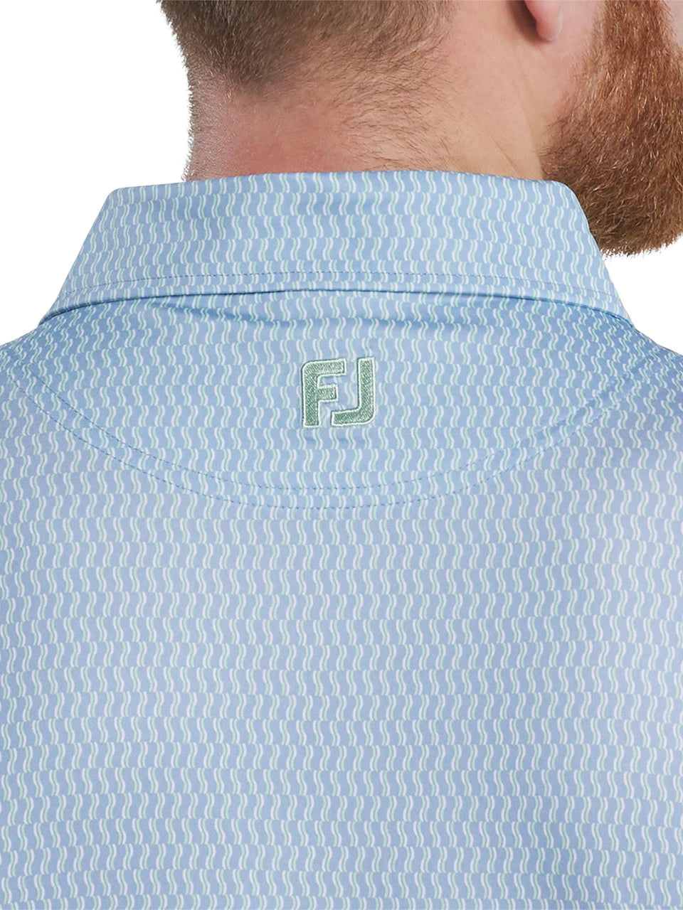 FootJoy Wiggle Print Lisle Polo Shirt - Blue Jay/Pistachio