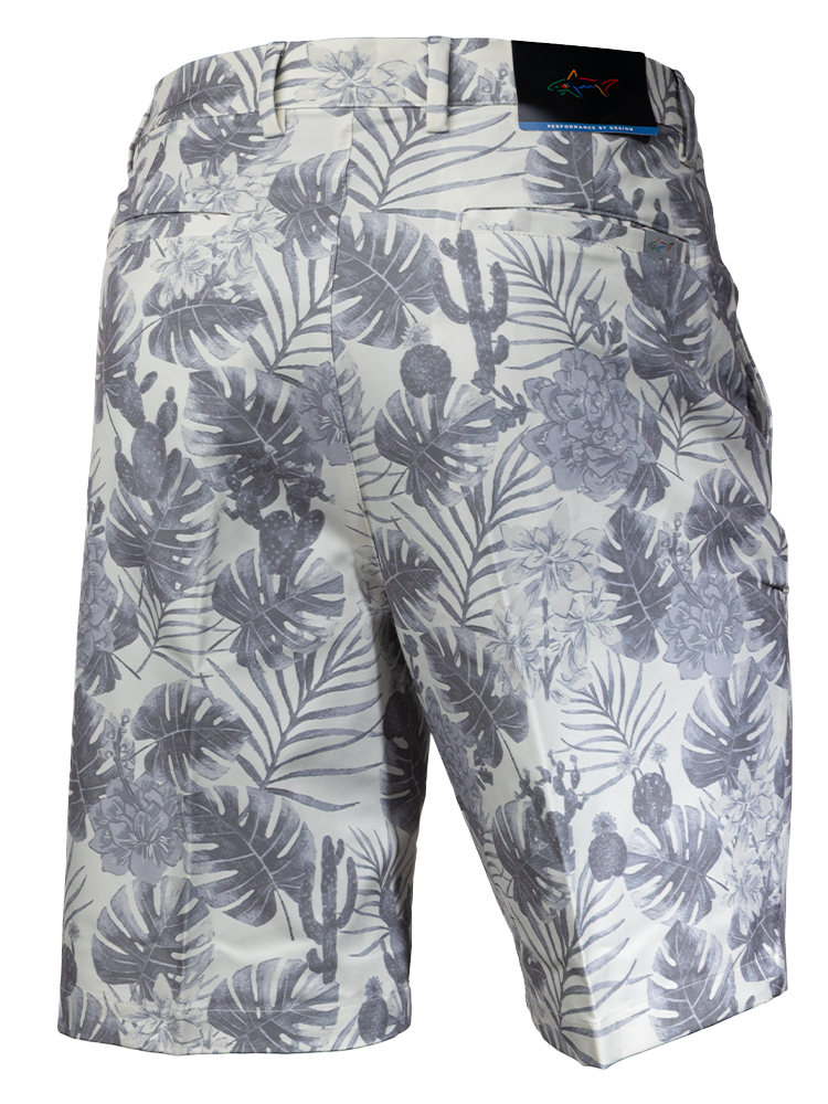 Greg Norman 4-Way Stretch Desert Dream Print Short - Whisper White