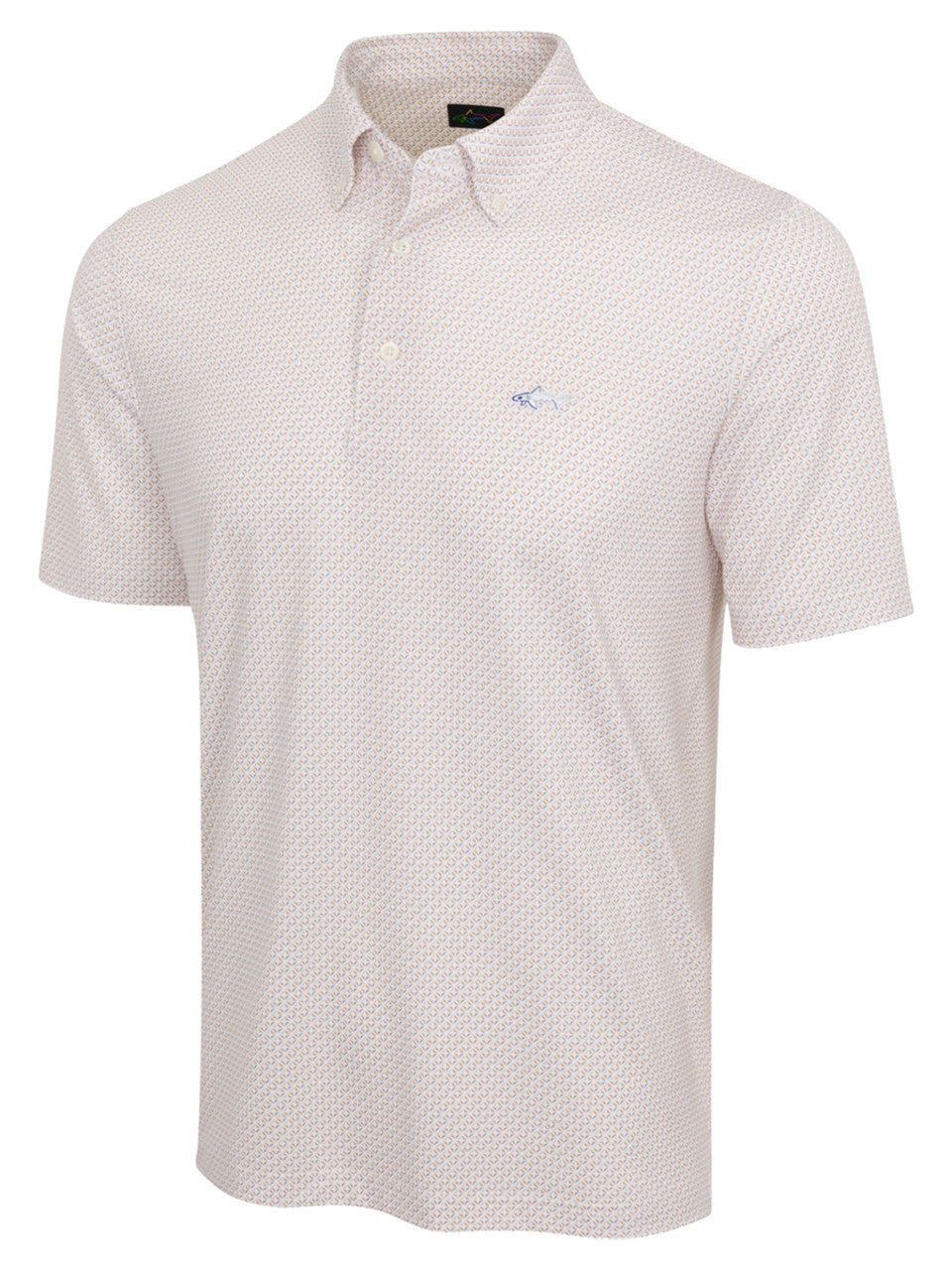 Greg Norman Diamond Stars Jacquard Mesh Polo - White