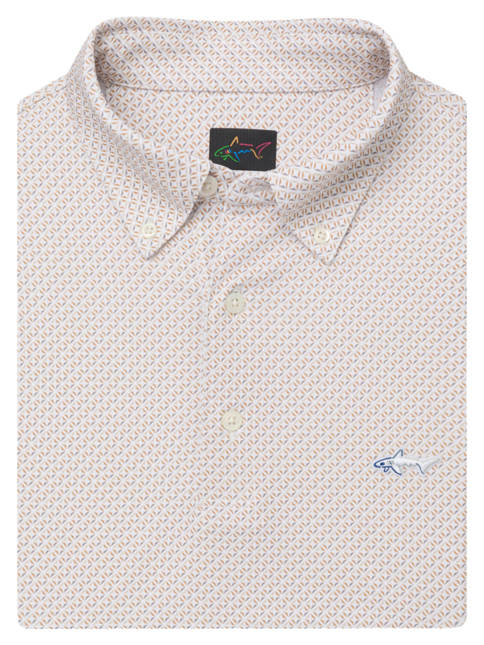 Greg Norman Diamond Stars Jacquard Mesh Polo - White