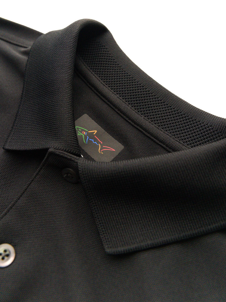 Greg Norman Long Sleeve Pique Shark Polo - Black