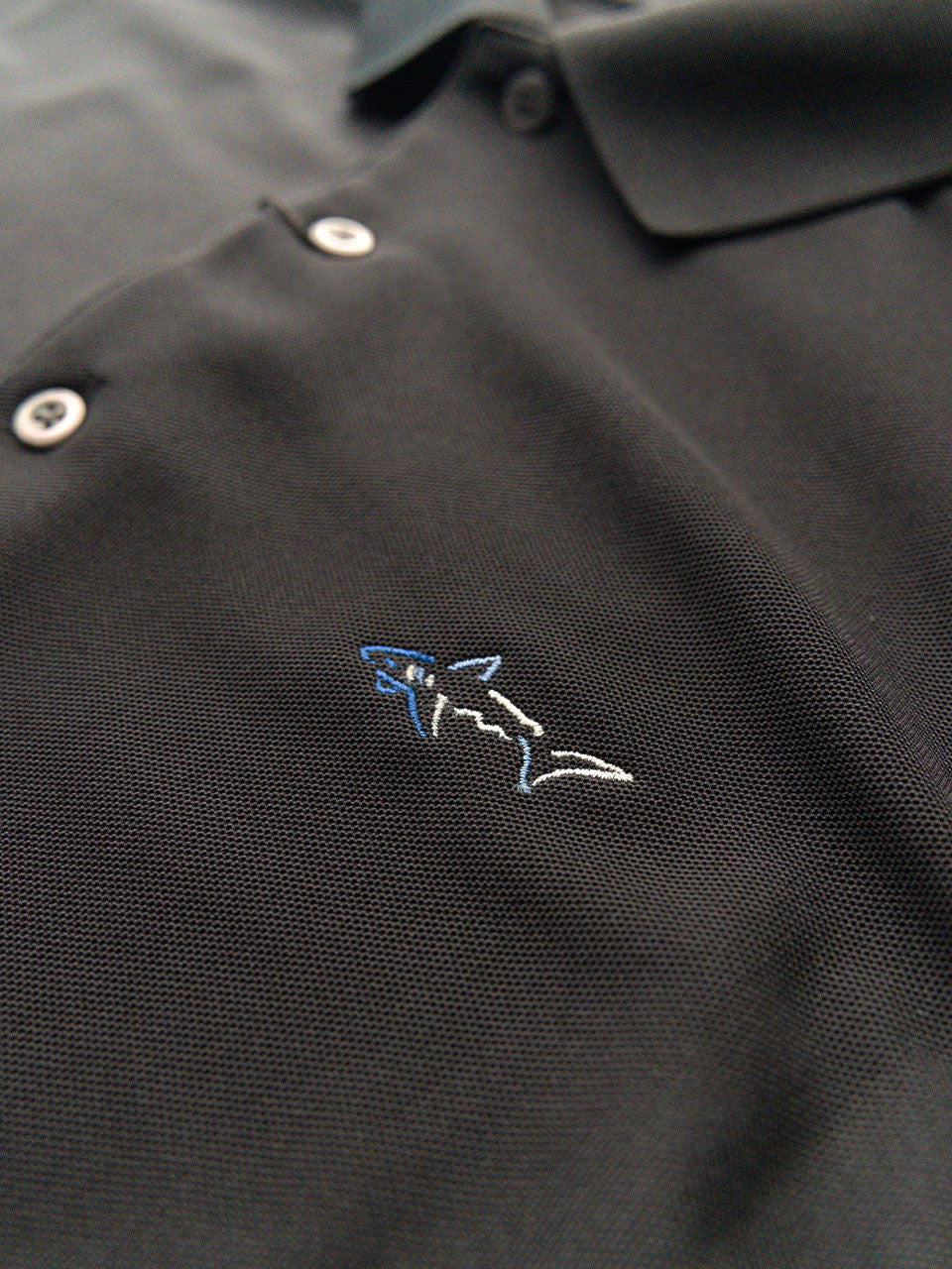 Greg Norman Long Sleeve Pique Shark Polo - Black