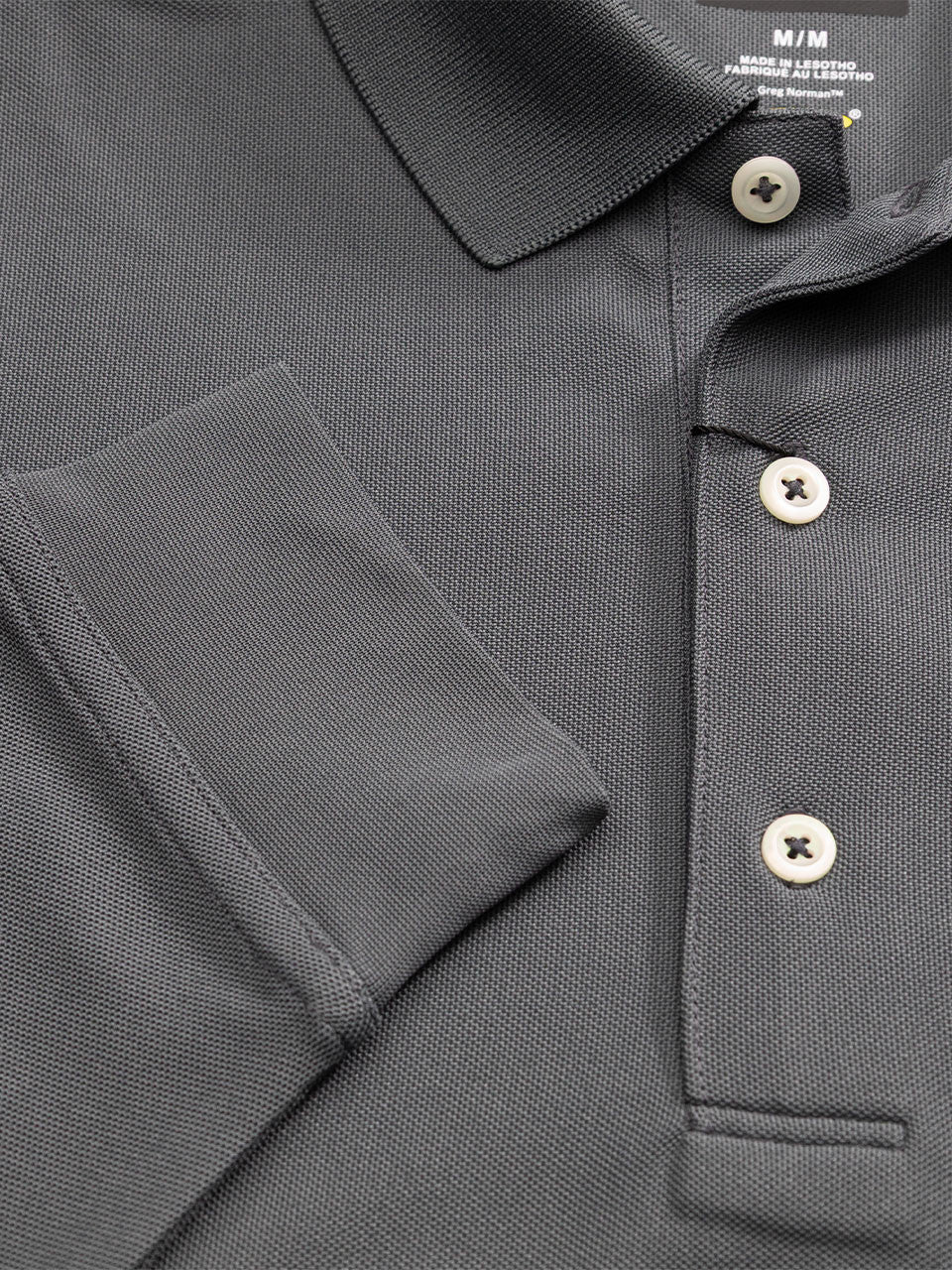 Greg Norman Long Sleeve Pique Shark Polo - Iron Gate