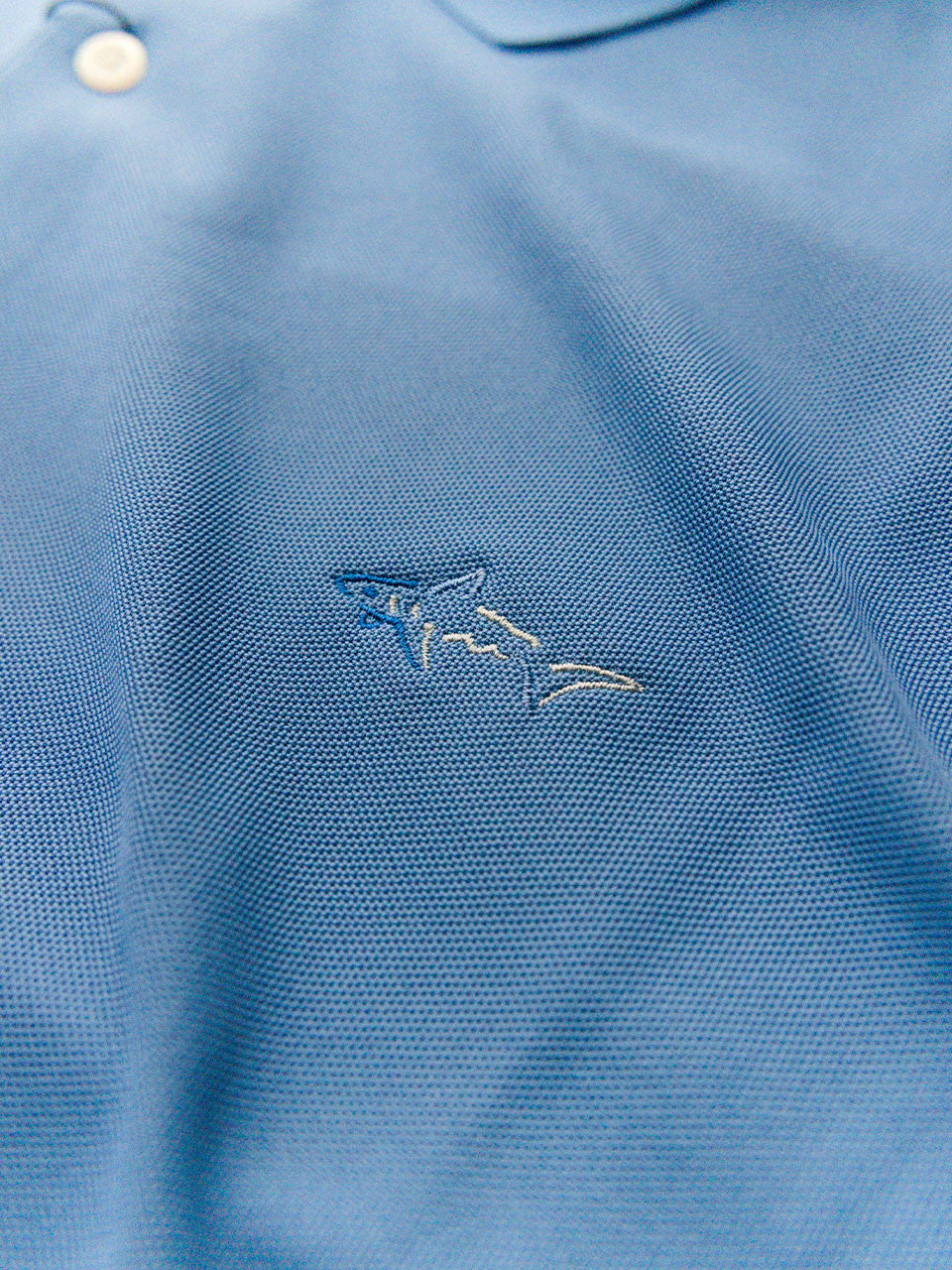 Greg Norman Long Sleeve Pique Shark Polo - Riverside Blue