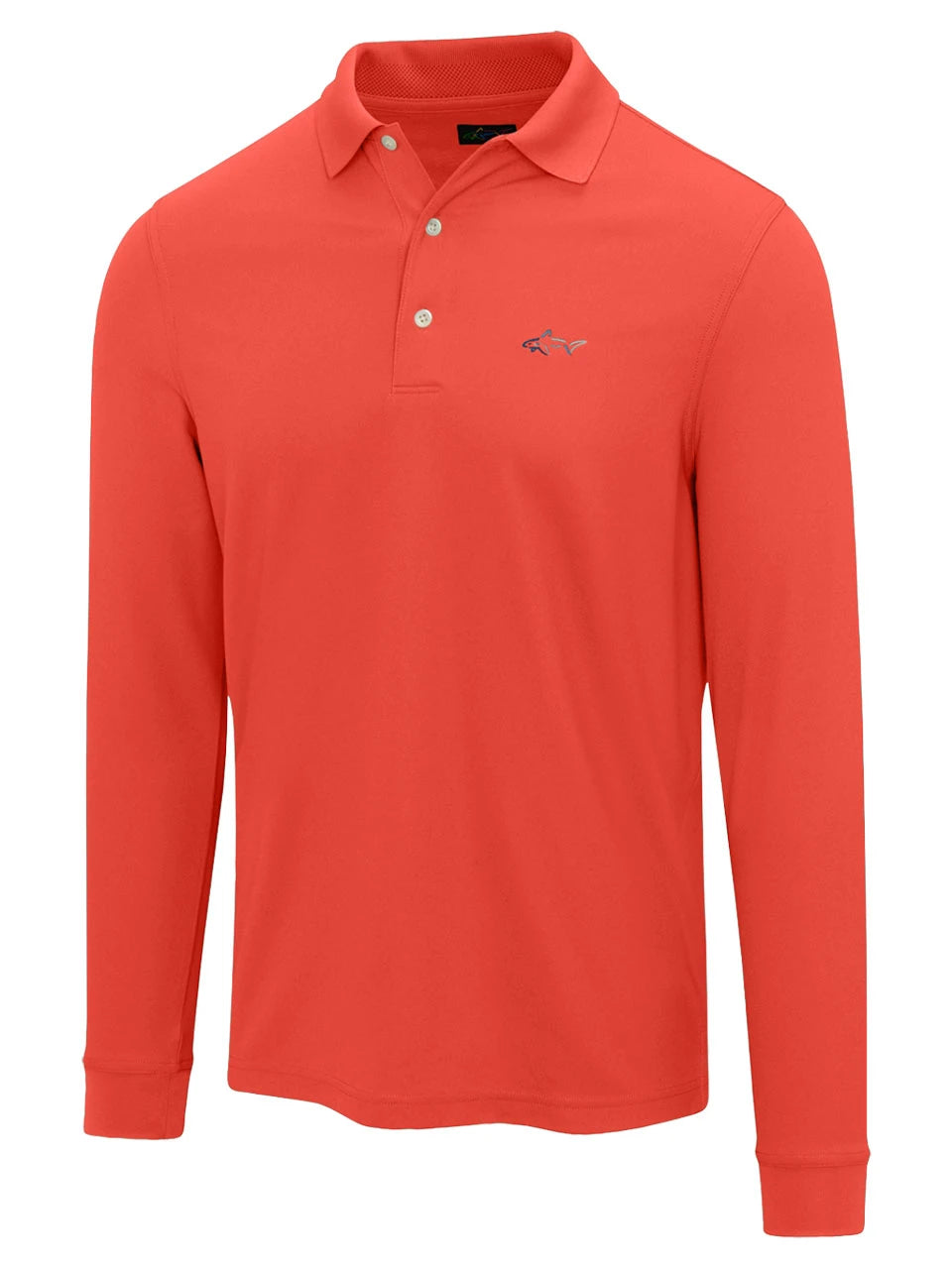 Greg Norman Long Sleeve Pique Shark Polo - Spiced Coral