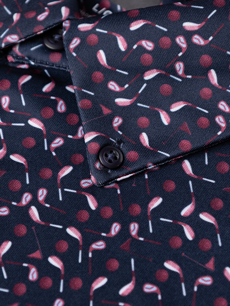 Greg Norman ML75 Clubs Button Down Collar Polo - Navy