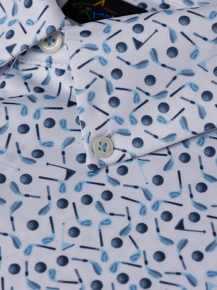 Greg Norman ML75 Clubs Button Down Collar Polo - White